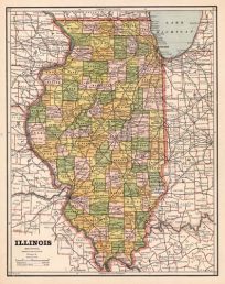 New Rail Road and County Map of Illinois