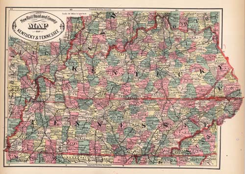 New Rail Road and County Map of Kentucky & Tennessee New Rail Road and County Map of Kentucky & Tennessee