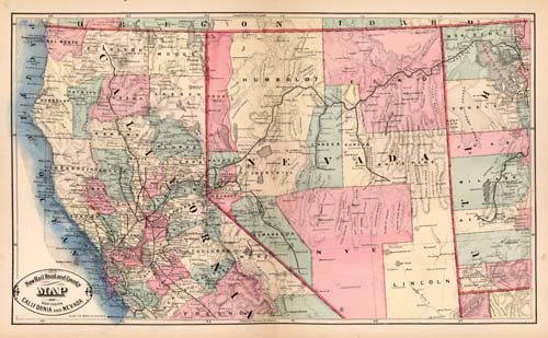 New Rail Road and County Map of Northern California and Nevada