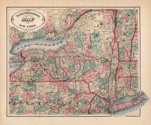 New Rail Road and County Map of New York