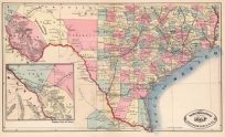 New Rail Road and County Map of Southern Part of Texas