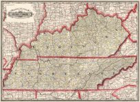 Railroad and County Map of Kentucky and Tennessee