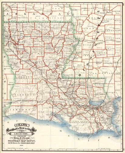 Railroad and Township Map of Louisiana