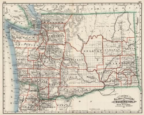 Railroad and Township Map of Washington