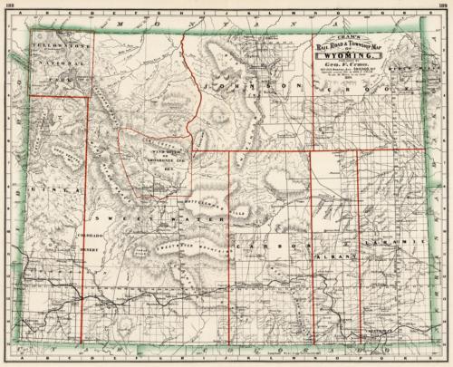 Railroad and Township Map of Wyoming - Art Source International