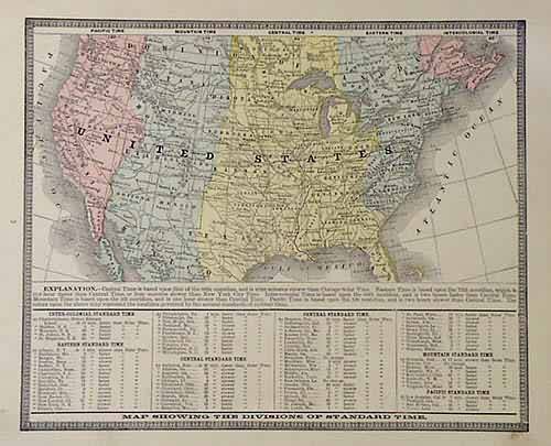 United States Map Showing the Divisions of Standard Time