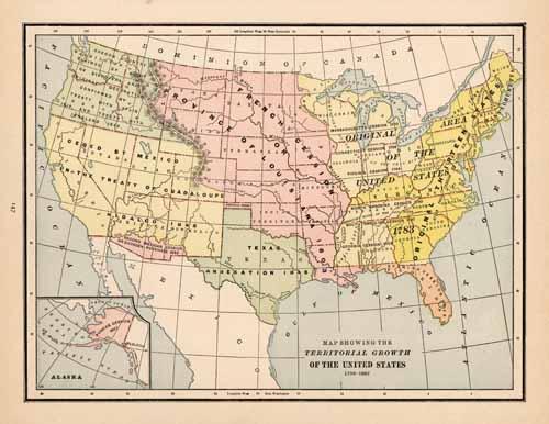 Map showing the Territorial Growth of the United States 1776-1887 - Art ...