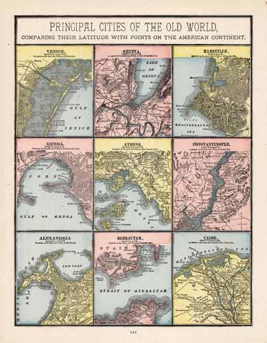 Principal Cities of the Old World comparing their Latitude with Points on the American Continent