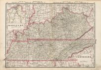 Railroad & County Map of Kentucky and Tennessee