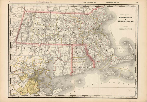 Crams New Railroad and County Map of Massachusetts and Rhode Island'