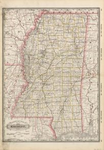 Railroad & County Map of Mississippi