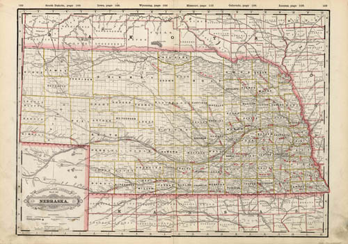 Railroad and Township Map of Nebraska