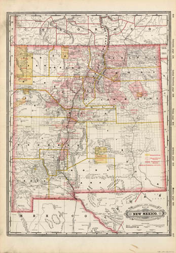 Railroad & County Map of New Mexico - Art Source International