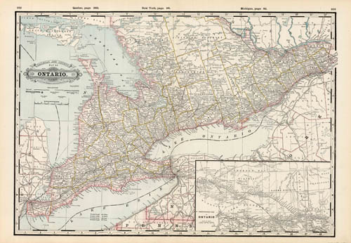Crams Railroad and County Map of Ontario' Crams Railroad and County Map of Ontario'
