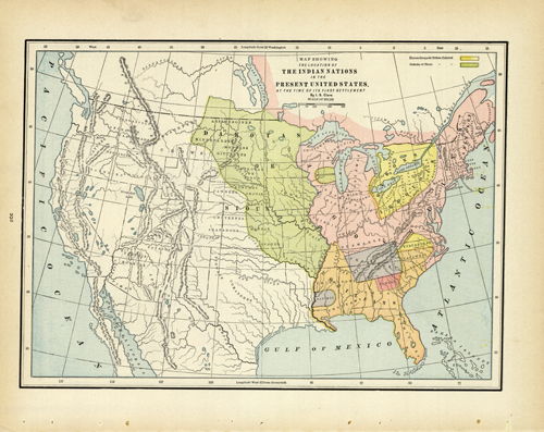 Map Showing the Location of the Indian Nations in the Present United ...