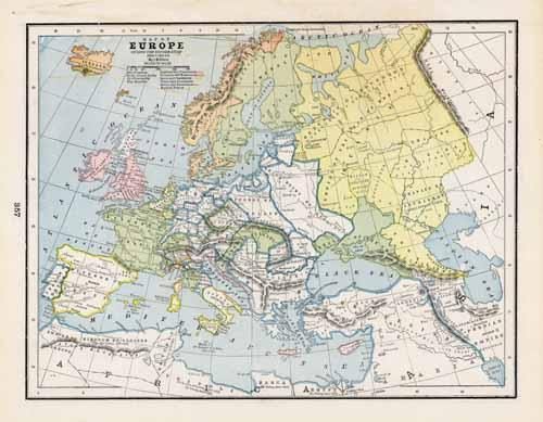 Map of Europe During the Reformation About 1550 A.D.