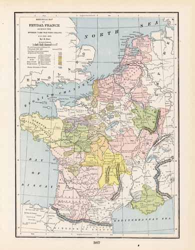 Historical Map of Feudal France During the Hundred Years War with England A.D. 1339-1453 Historical Map of Feudal France During the Hundred Years War with England A.D. 1339-1453