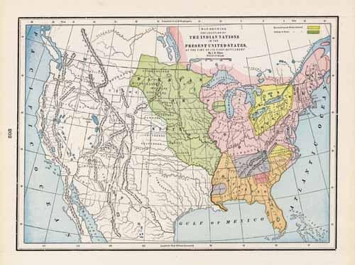 Map Showing the Location of The Indian Nations in the Present United States