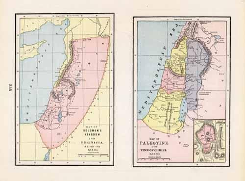 Map of Solomon Kingdom and Phoenicia B.C. 1015-975. Map of Palestine in the Time of Christ.