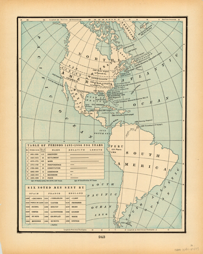 United States - Table of Periods 1491-1886 (396 Years) - Six Noted Men Sent By Spain