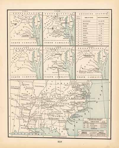 Historical Map of South Eastern U.S.