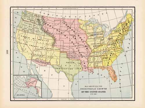 Map Showing the Territorial Growth of the United States 1776-1897 - Art ...