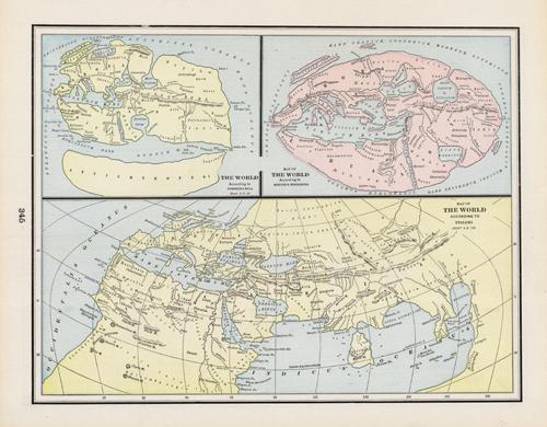 Map of the World According to Pomponius Mela. The World According to Dionusius Periegetes. The World According to Ptolemy.