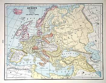 Map of Europe in Napoleons Time About A.D. 1810'