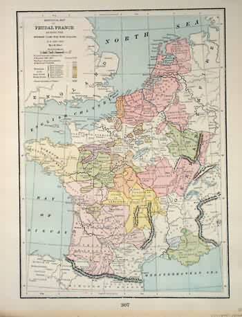 Historical Map of Feudal France During the Hundred Years War