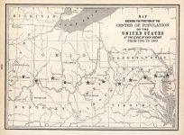 Map Showing the Position of the Center of Population of the United States at the Close of Each Decade from 1790 to 1890