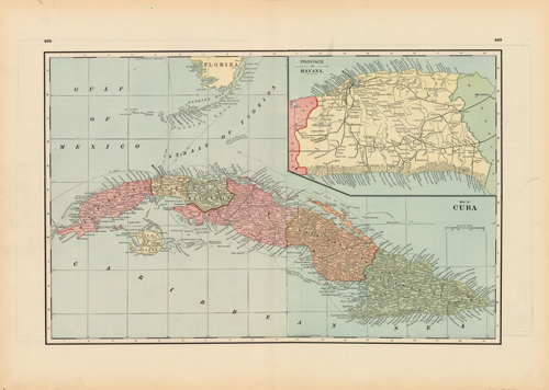 Map of Cuba with Inset of Havana