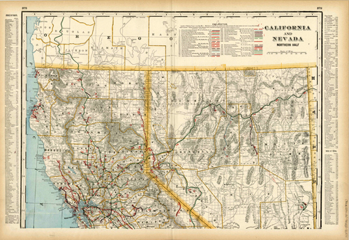 California and Nevada Northern Half (Railroad Map)