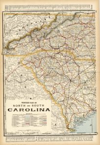 Western part of North and South Carolina (Railroad Map)