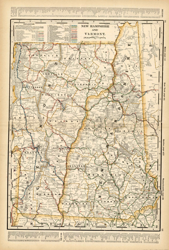 New Hampshire and Vermont (Railroad Map)