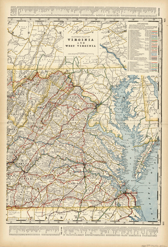 Eastern Half of Virginia and West Virginia (Railroad Map)