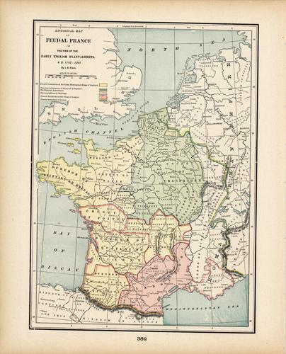 Historical Map of Feudal France in the time of the Early English Plantagenets