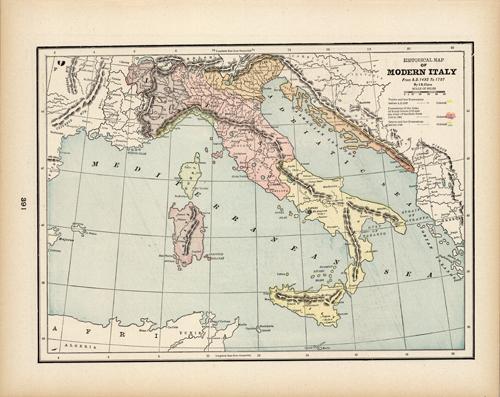 Historical Map of Modern Italy From A.D. 1492-1797