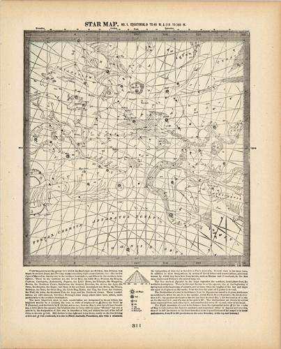 Star Map No.1 Equatorial 0 to 45 W.  & 315 to 360 W