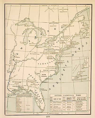 Map depicting the Inter-Colonial Wars