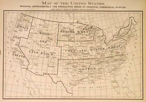 Map of the United States Showing Approximately the Productive Areas of Principal Commercial Staples