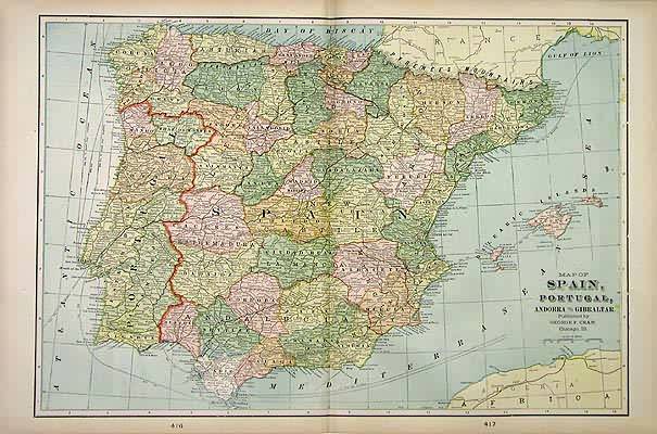 Map of Spain, Portugal, Andorra and Gibraltar - Art Source International