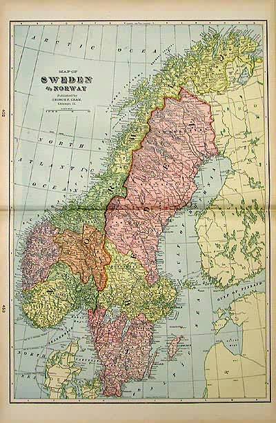 Map of Sweden and Norway