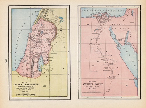 Map of Ancient Palestine Showing the Location of the Twelve Tribes B.C. 1600 - A.D. 70/ Ancient Egypt B.C. 300C - A.D. 640