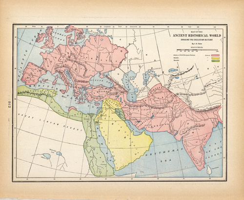 Map of the Ancient Historical World Showing the Caucasian Nations - Art ...