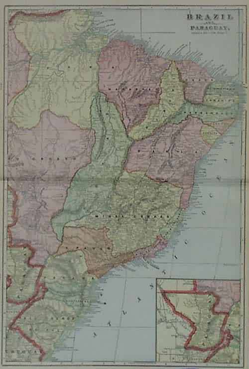 Map of Brazil and Paraguay - Art Source International