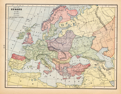 Map of Europe A.D. 1000 - Art Source International