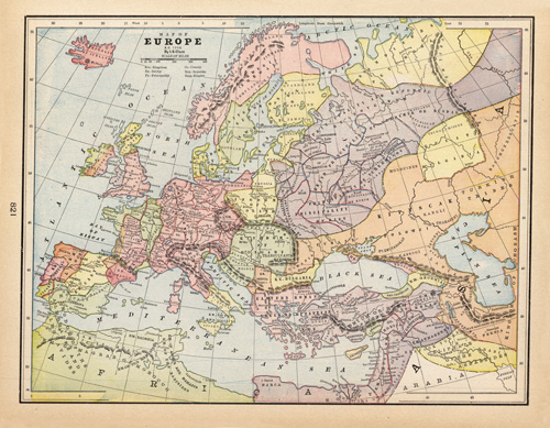 Map Of Europe, A.D. 1200 - Art Source International