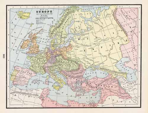 Map of Europe After Treaty of Vienna (A.D. 1815) - Art Source International