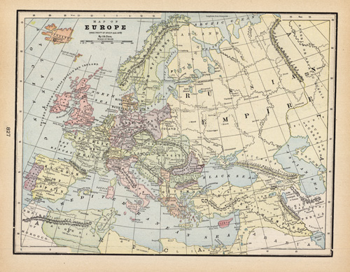 Map of Europe Since Treaty of Berlin (A.D. 1878) - Art Source International