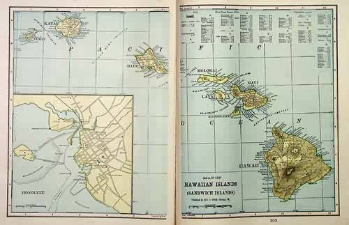 Map of Hawaiian Islands (Sandwich Islands)